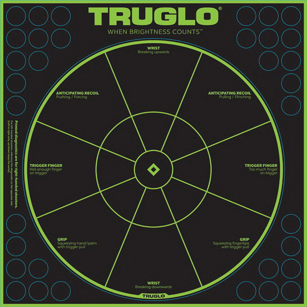 TruGlo Tru See 12" x 12" Splatter Diagnostic Self-Adhesive Target, Fluorescent Green/Black, 6/pack - TG15A6