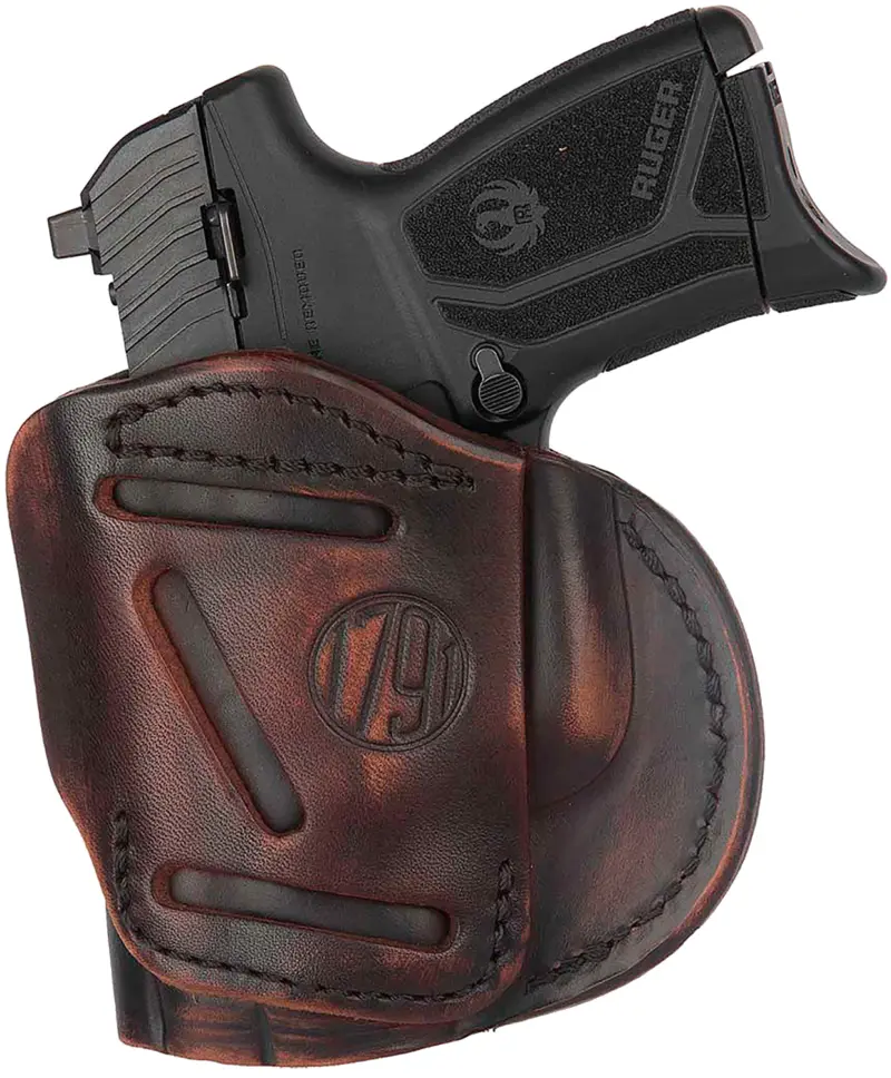 1791 Gunleather 4WH4VTGR 4-Way IWB/OWB 04 Vintage Leather Belt Clip Compatible w/Springfield XDS/Springfield XD/Glock 26/S M Shield Plus
