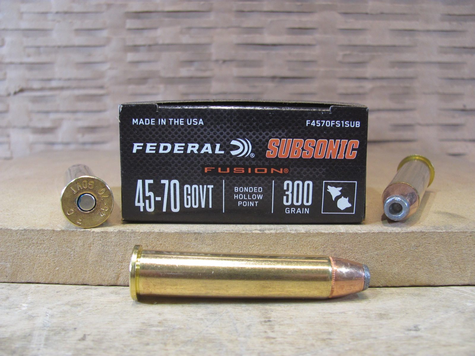 200 Round Case – 45-70 Govt 300 Grain Subsonic Federal Fusion Bonded Hollow Point Ammo – F4570FS1SUB