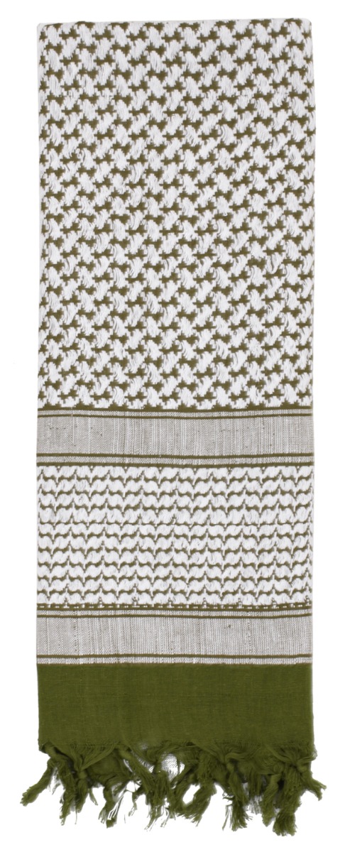 Rothco Shemagh Tactical Desert Keffiyeh Scarf - Olive Drab - White
