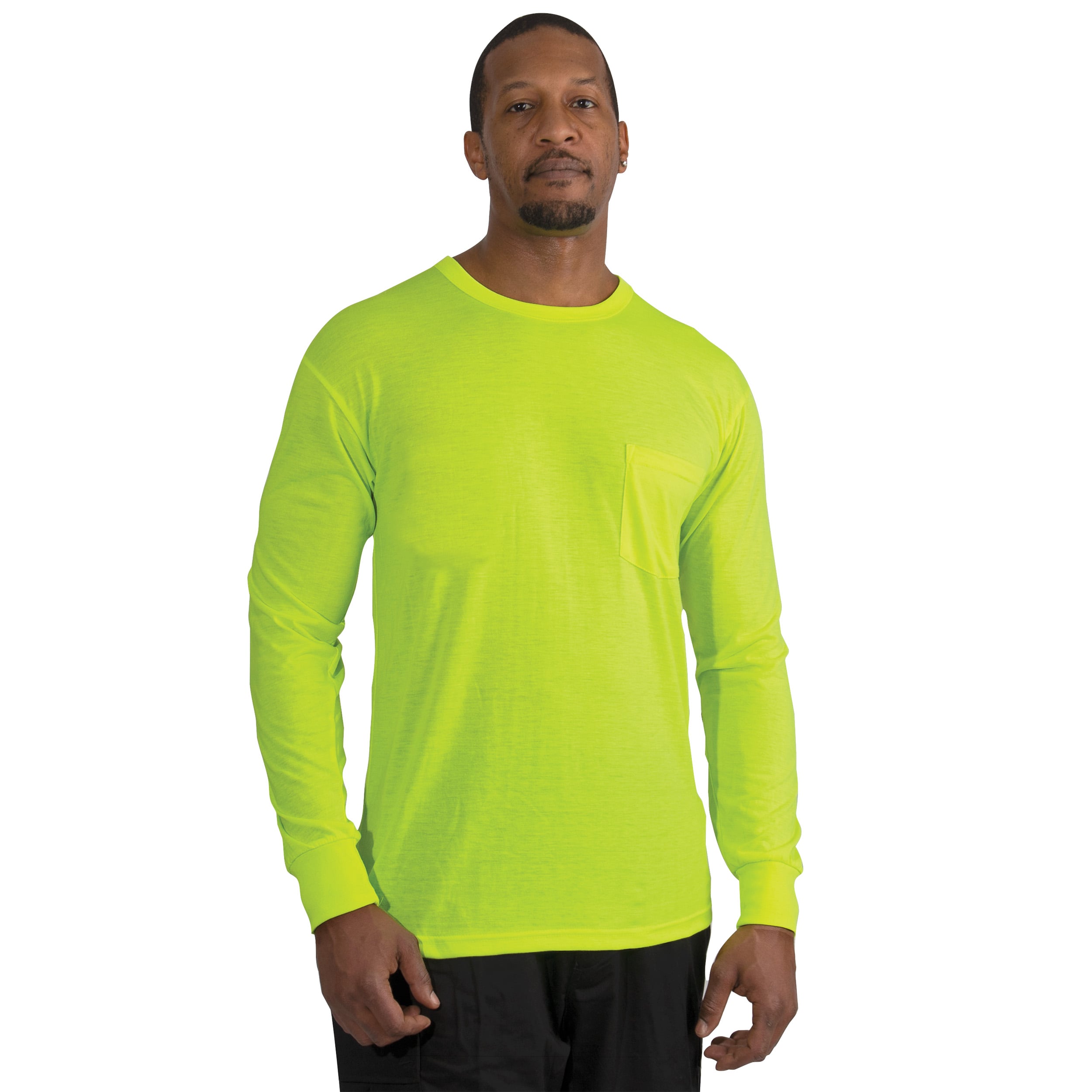 Rothco Moisture Wicking Long Sleeve Pocket T-Shirt - Safety Green, X-Large