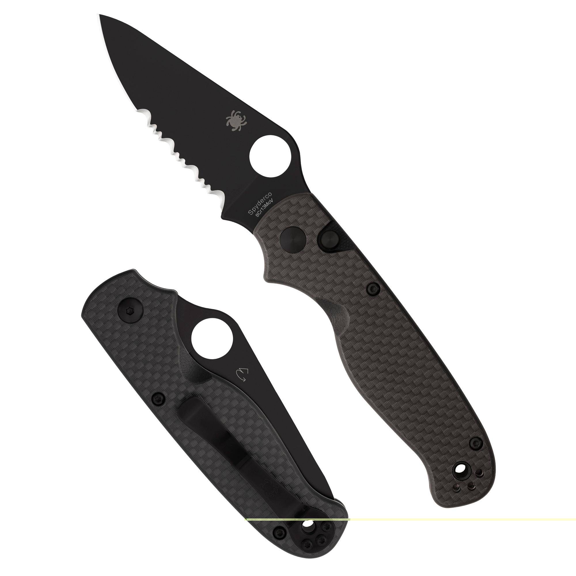 Spyderco ButtonUp C275CFPSBK Folding Knife - 3.27" 8Cr13MoV Blade  Carbon Fiber Handle