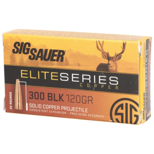 Sig Sauer E300H120 300 Blackout Elite Hunting 300 AAC Blackout/Whisper (7.62X35mm) 120 GR Open Tip Match - 20rd Box