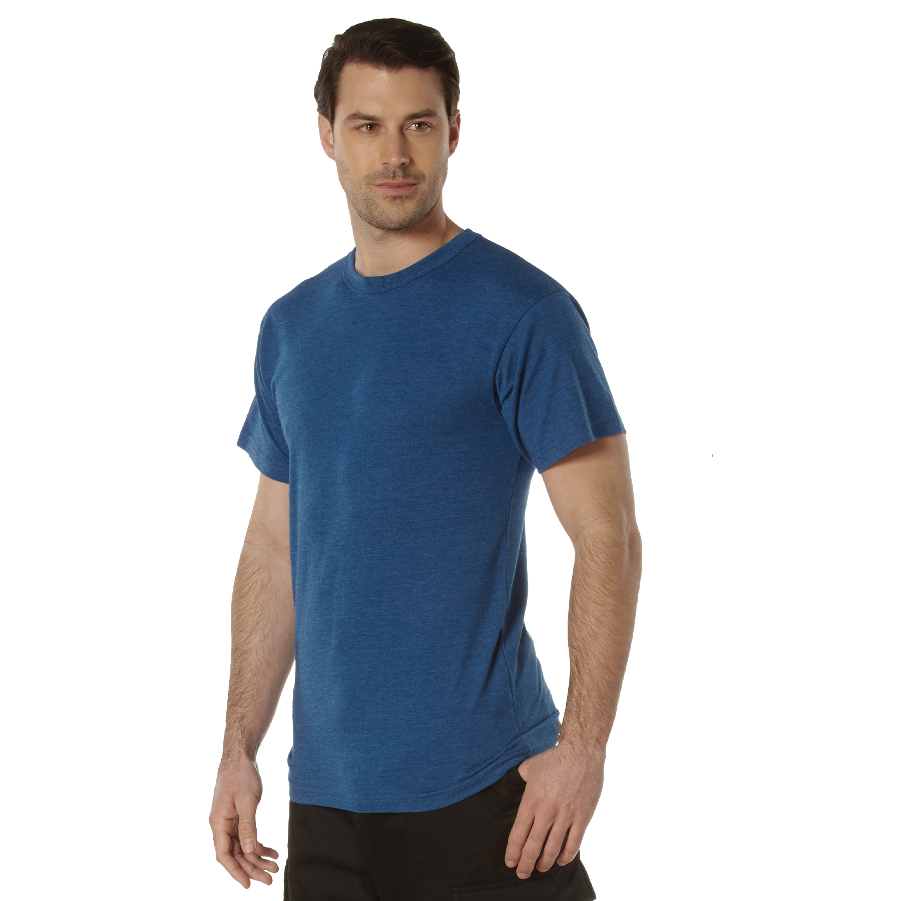 Rothco Solid Color T-Shirt With Cotton - Polyester Blend, Heather Blue, 2X-Large