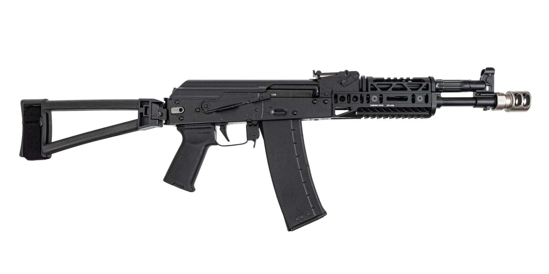 PSA AK-102 Triangle Side Folding Pistol with SA-19 & SA-10U Handguard, SA-2 Muzzle Brake, Toolcraft Trunnion, Bolt, and Carrier