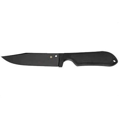 Spyderco Street Bowie 5" Plain Fixed Blade Knife, Black - FB04PBB
