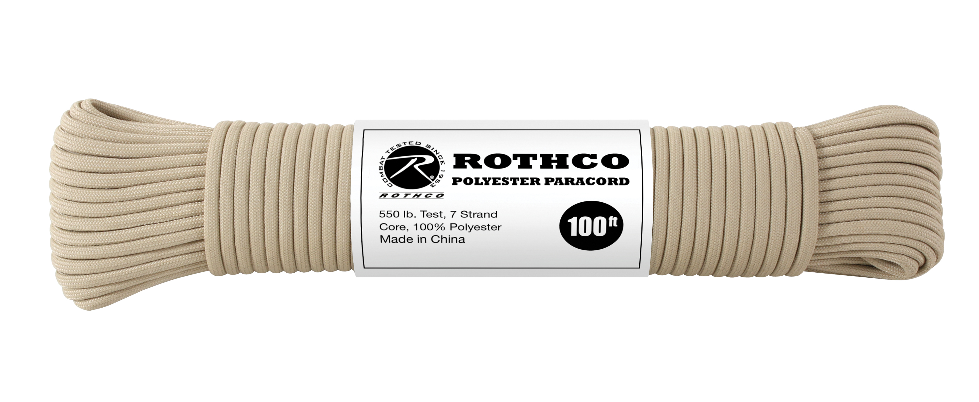 Rothco 550Lb Type III Polyester Paracord - Tan, 100