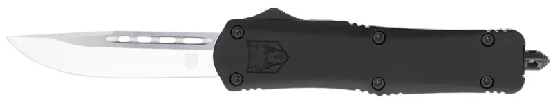 CobraTec Knives MBFS3DNS FS-3 Medium 3" OTF Drop Point Plain D2 Steel Blade, 4.50" Black Aluminum Alloy Handle