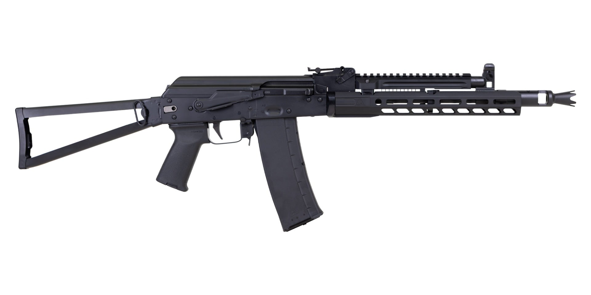 PSA AK-102 Rifle w/Pinned and Welded extended booster, PSA-SLR 11" Rail, Triangle Stock, Toolcraft Bolt, Trunnion, and Carrier