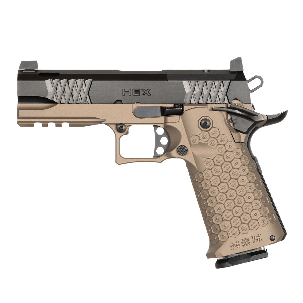 Jacob Grey TWC HEX, 4.25" 9mm Complete Handgun, (2)17rd Mags, Battle Brown