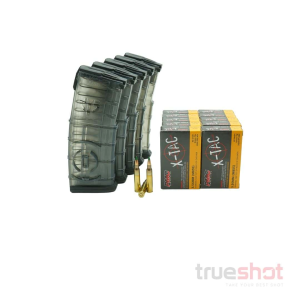 BUNDLE DEAL: 5 Clear 30 Round ETS Gen 2 AR-15 Magazines and 200 Rounds of Ammo - Retail / PMC 5.56 62 Grain
