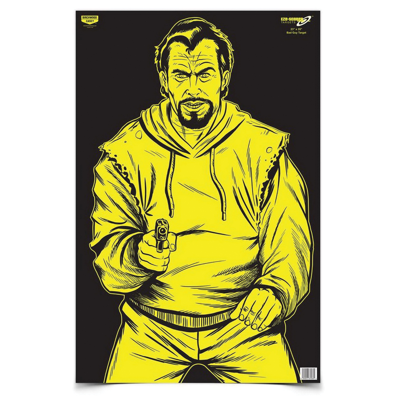 Birchwood Casey EZE-Scorer 23" x 35" Silhouette BC Bad Guy Target, Yellow/Black, 5/pack - 37035