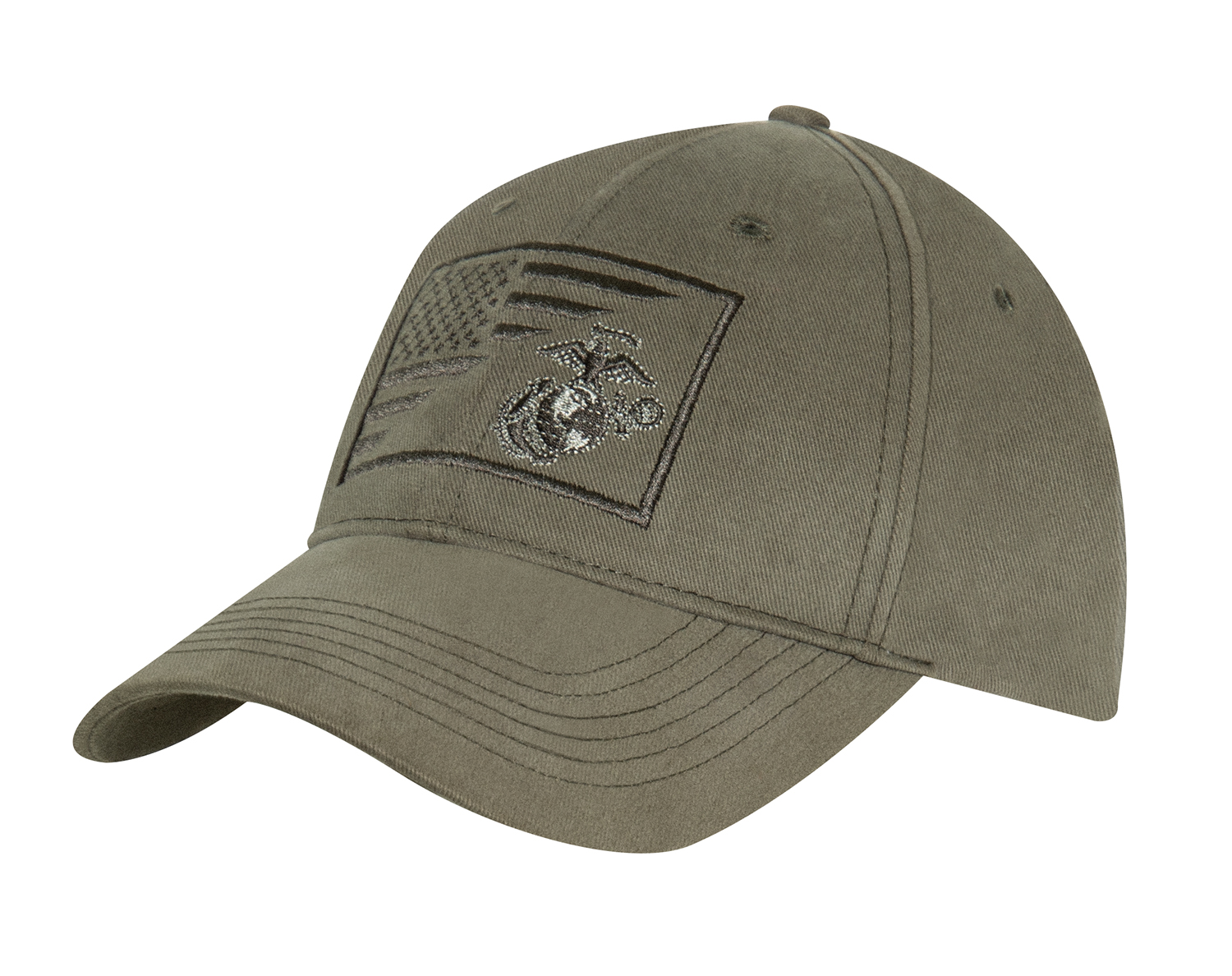 Rothco Usmc Eagle, Globe And Anchor - Us Flag Low Pro Cap, Olive Drab