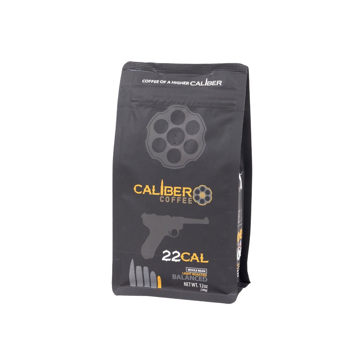 Caliber Coffee .22 Cal Light Roast, 12oz bag, Whole Bean