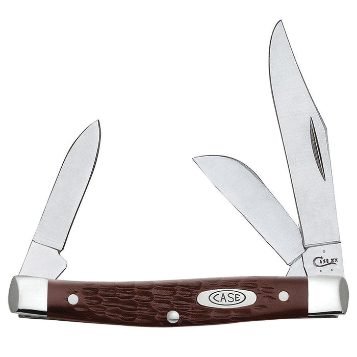 Case Stockman Medium Folding Knife Clip Point/Sheepsfoot/Pen, Brown - 00106