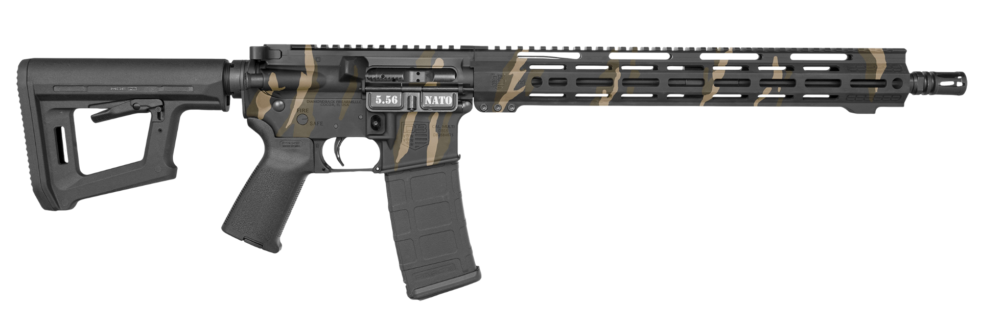 Diamondback Firearms Carbon DB15 16" 5.56 NATO AR Rifle, Tiger Stripe Camo