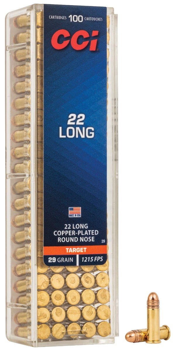 CCI Long HV 29 gr Copper-Plated Round Nose .22 Long Ammo, 100/box - 0029