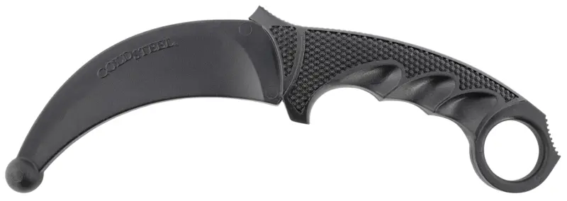 Cold Steel CS92R49 Karambit Rubber Trainer 4" Fixed Plain Black Santoprene Blade/Black Deep Checkered w/Ring Pommel Santoprene Handle