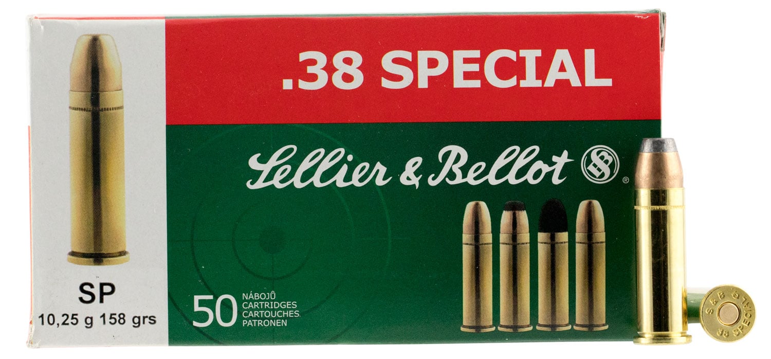 Sellier & Bellot 158 gr Semi-Jacketed Soft Point .38 Spl Ammo, 50/box - SB38C