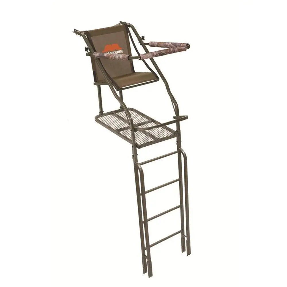 Millennium 21' Ladder Stand W Double-Size Platform Safe-Link 35' Safety Line - MOTOR FREIGHT ONLY
