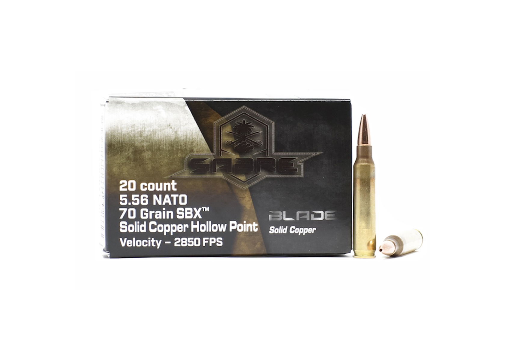 AAC "Sabre" 5.56 NATO 70 Grain SBX Solid Copper Hollow Point 20rd Box Ammunition