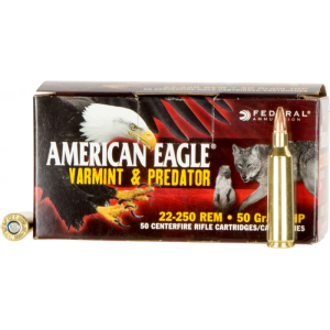 Federal AE2225050VP American Eagle 22-250 Remington 50 GR Jacketed Hollow Point - 50rd Box