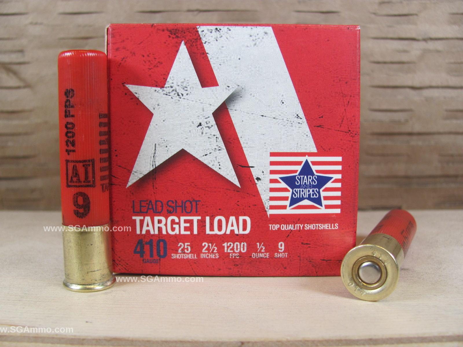 250 Round Case – 410 Gauge 2.5 Inch 1/2 Ounce 9 Shot Stars and Stripes Target Load Ammo – CT41009