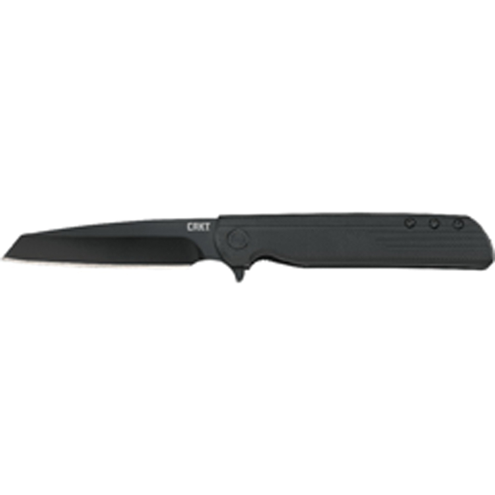 CRKT LCK + Tanto Blackout Assisted Folding Knife w/ Liner Lock, 3.24", Black - 3802KC