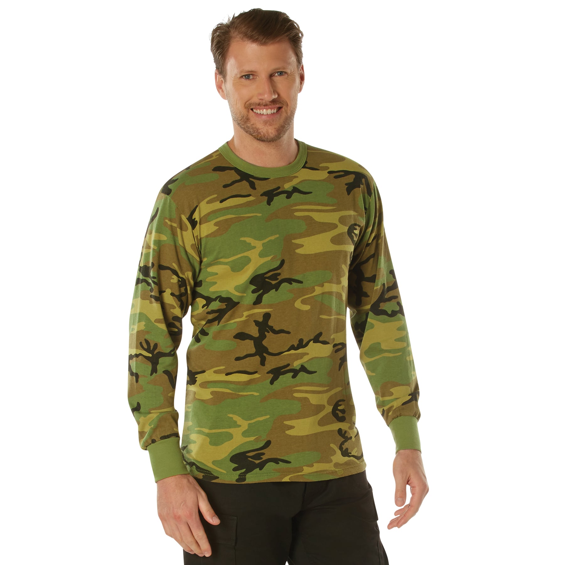 Rothco Long Sleeve Vintage T-Shirt - Woodland Camo, Small