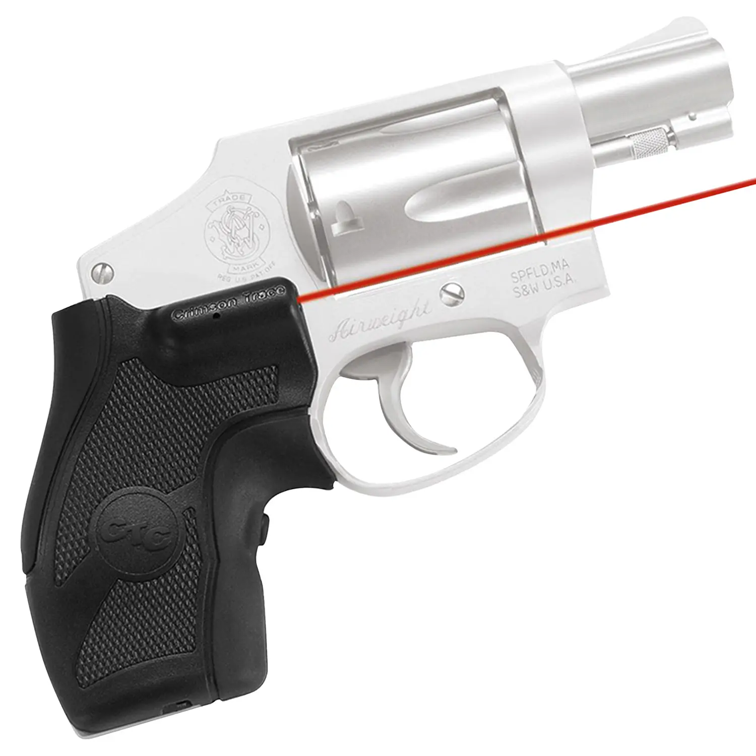 Crimson Trace 011680 Lasergrips Fits S J Frame Round Butt, Red Laser Black Polymer