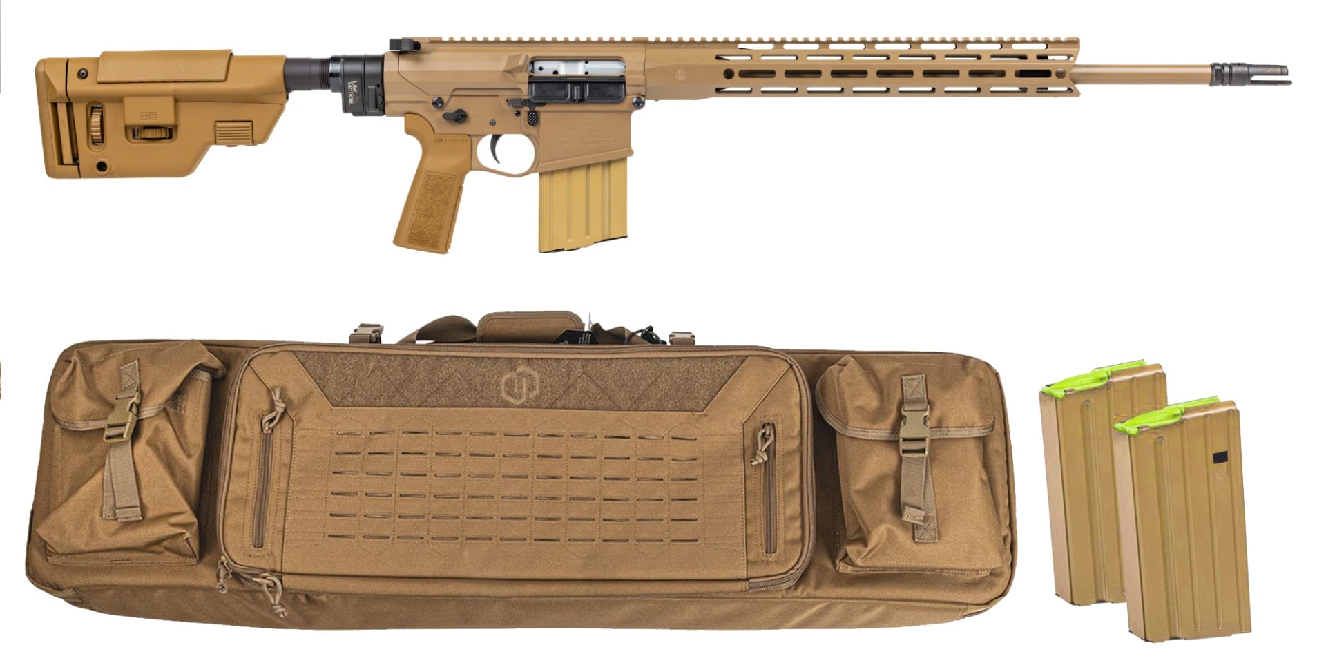 PSA Sabre-10A2 "Super Sass" Billet 20" .308 5R Rifle w/15"Sabre Lock up rail, Law Folder, B5 CPS Stock,  3 Mags, and Bag - FDE