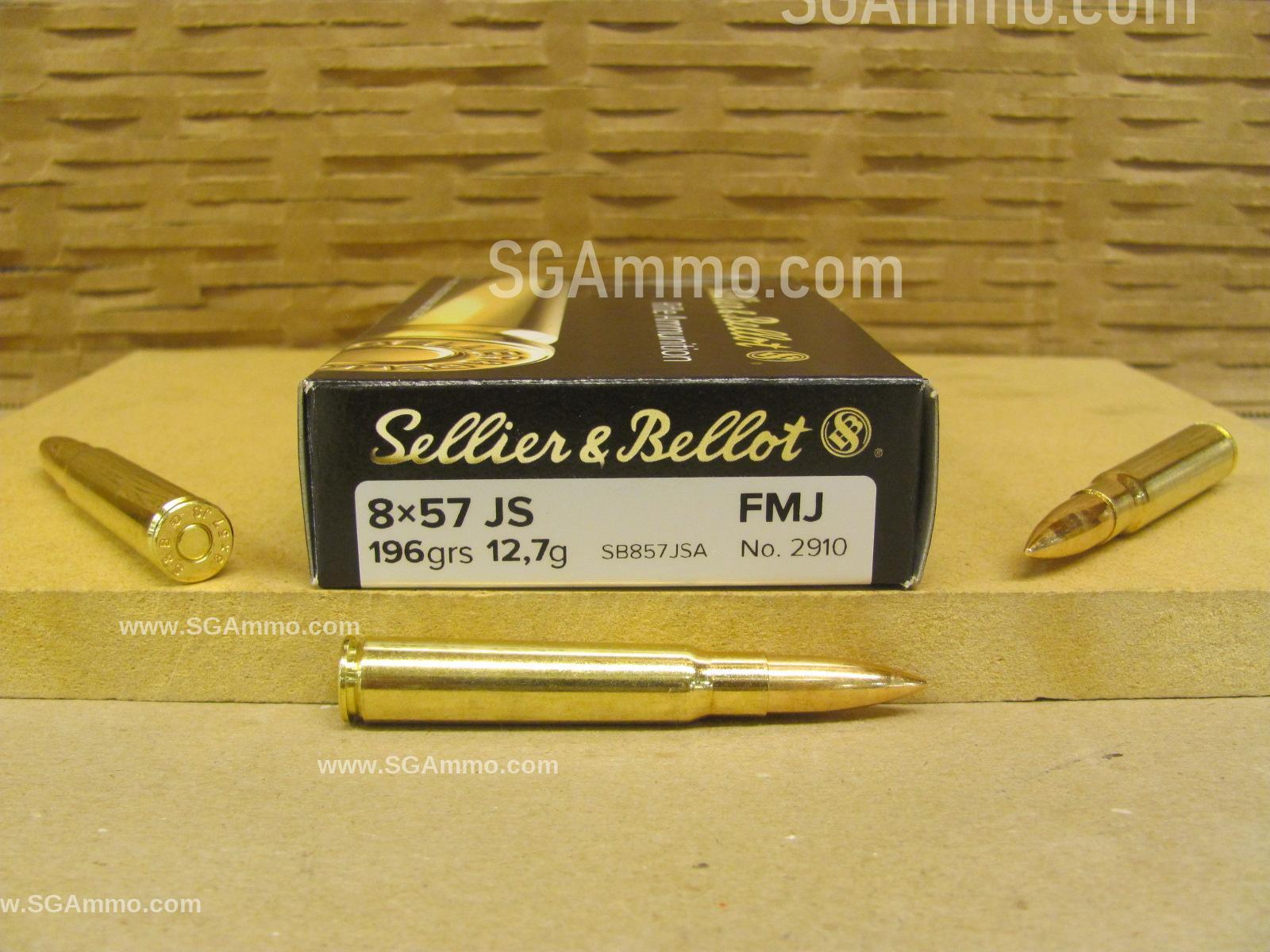 400 Round Case – 8mm Mauser 8×57 JS 196 Grain FMJ Sellier Bellot Ammo – SB857JSA