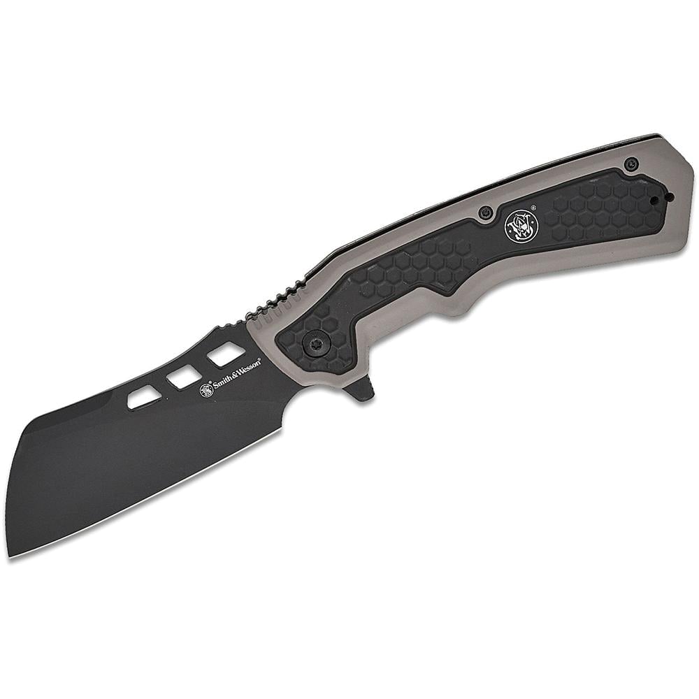 Smith & Wesson Extraction and Evasion Folding Knife Cleaver, Black/Gray