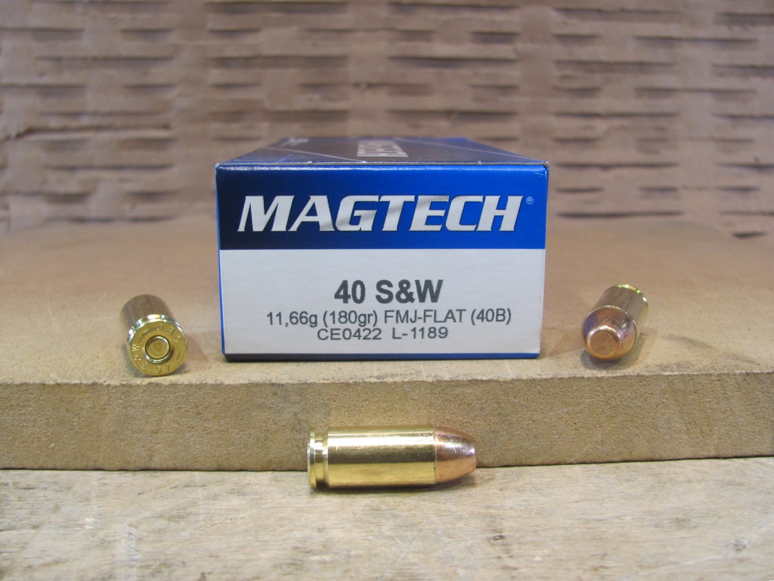 50 Round Box – 40 Cal SW 180 Grain FMJ-Flat Ammo by Magtech – 40B