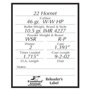 Frankford-Arsenal Frankford Arsenal Pistol And Rifle Reloader Labels - 100pk