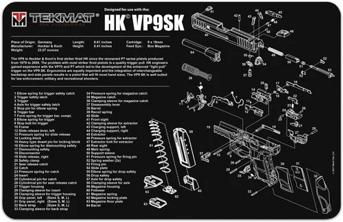 TEKMAT ARMORERS BENCH MAT - 11"x17" HECKLER KOCH VP9SK