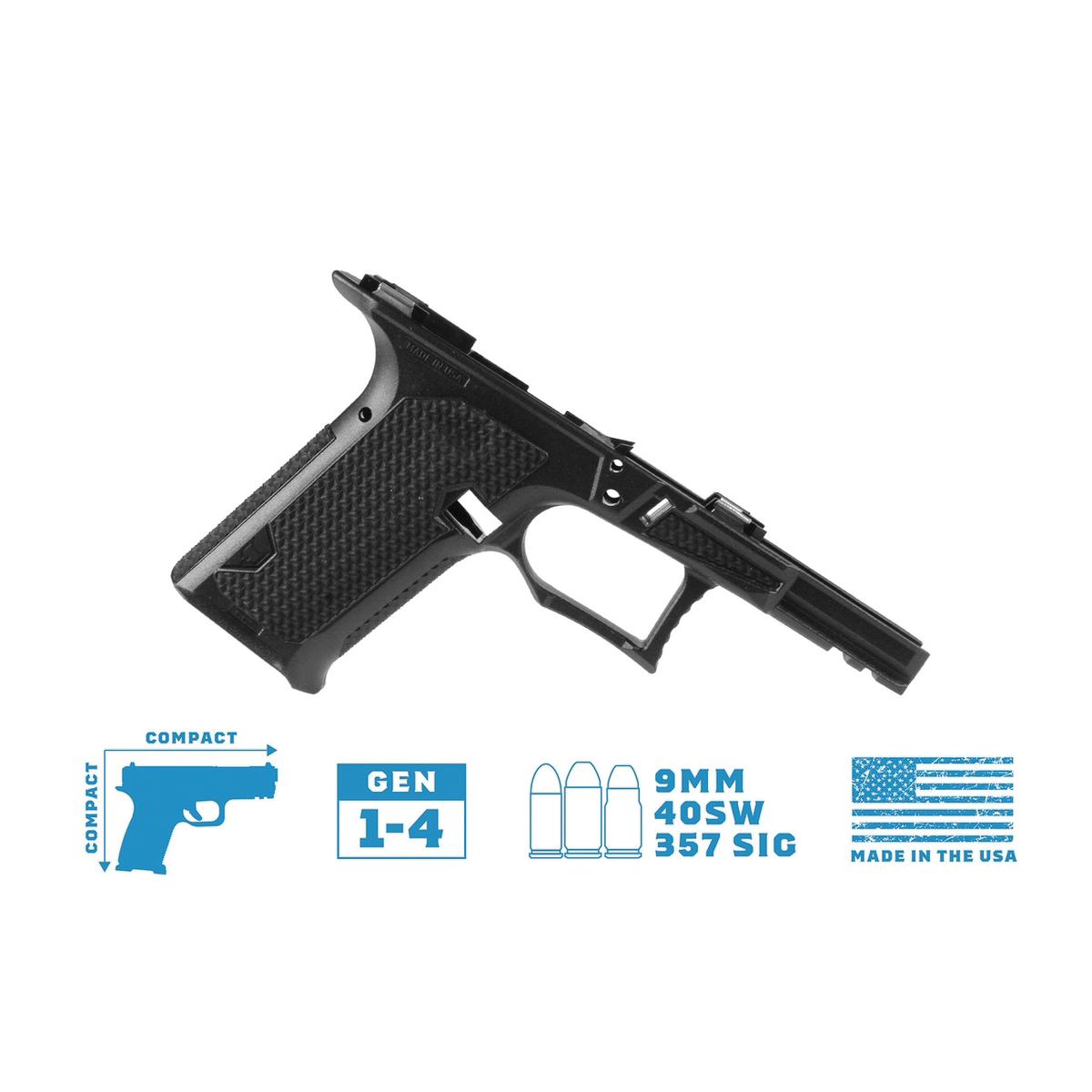 Lone Wolf Dusk 19 CCS Compact/Compact Textured Frame Bare Fits Glock Gen 3-4 G19, Black