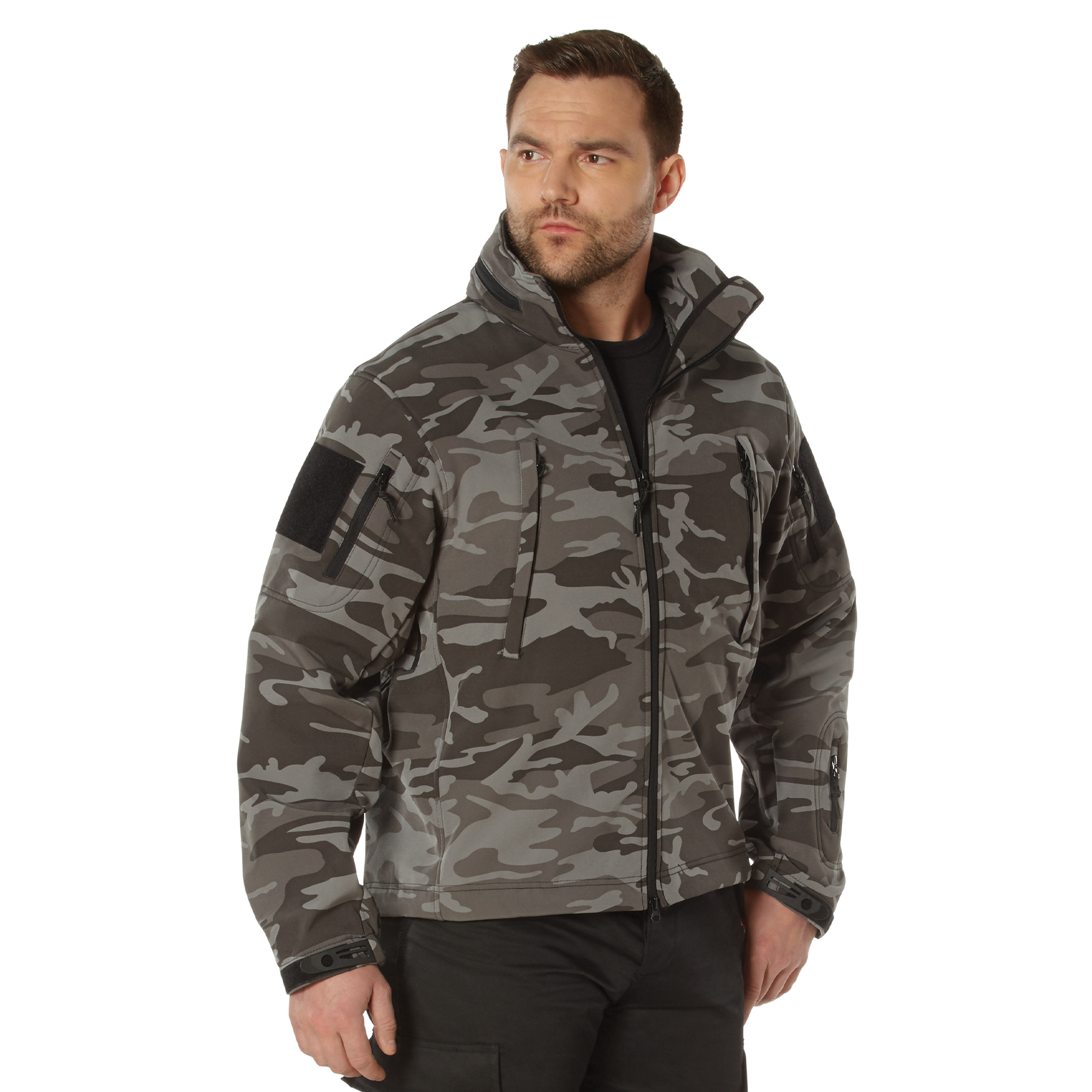 Rothco Special Ops Soft Shell Jacket - Black Camo, X-Large