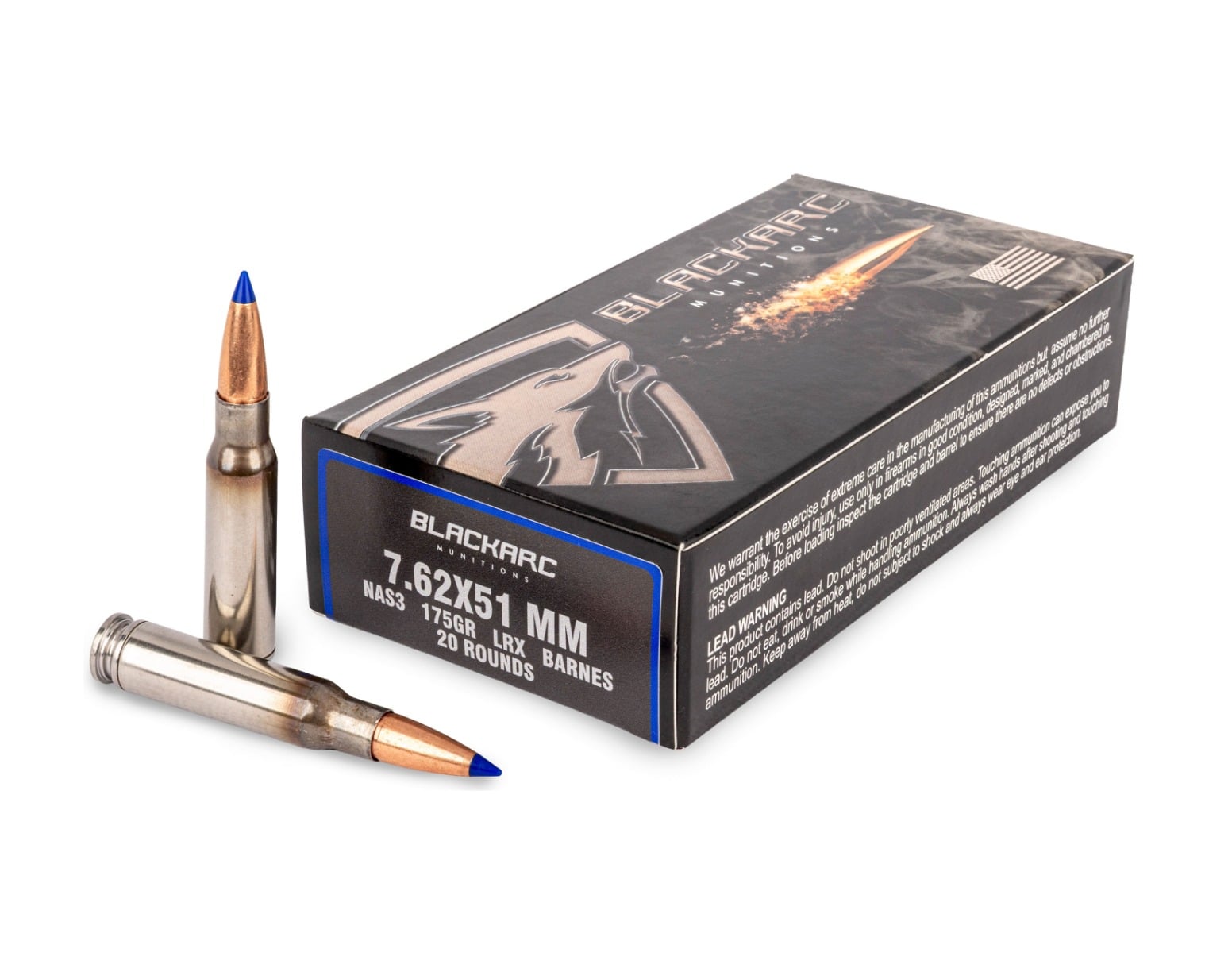Blackarc Munitions NAS3 7.62x51mm 175Gr Barnes LRX Ammo, 20Rds