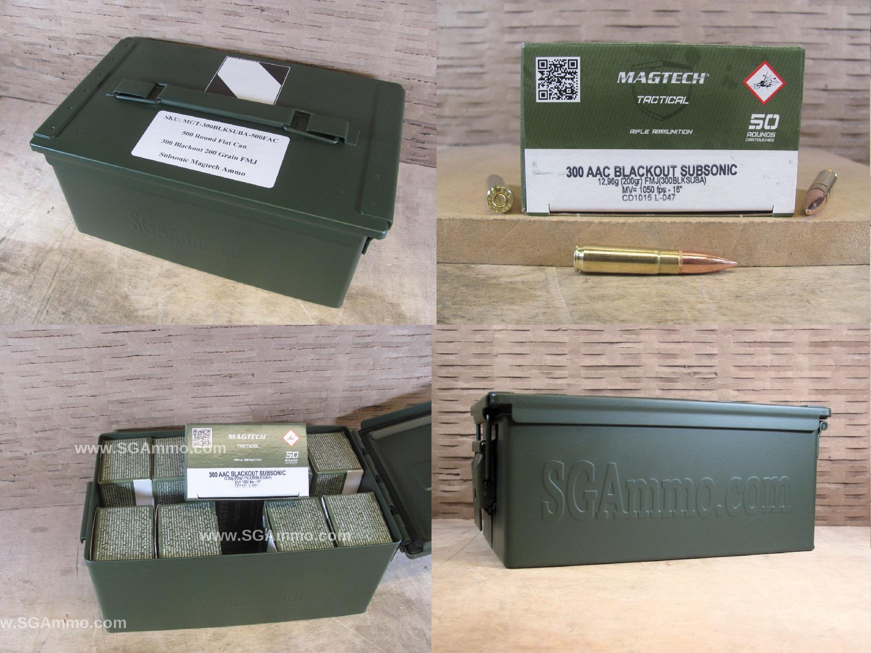 500 Round Flat Can – 300 AAC Blackout Subsonic 200 Grain FMJ Magtech Ammo – 300BLKSUBA – Packed in Metal Canister