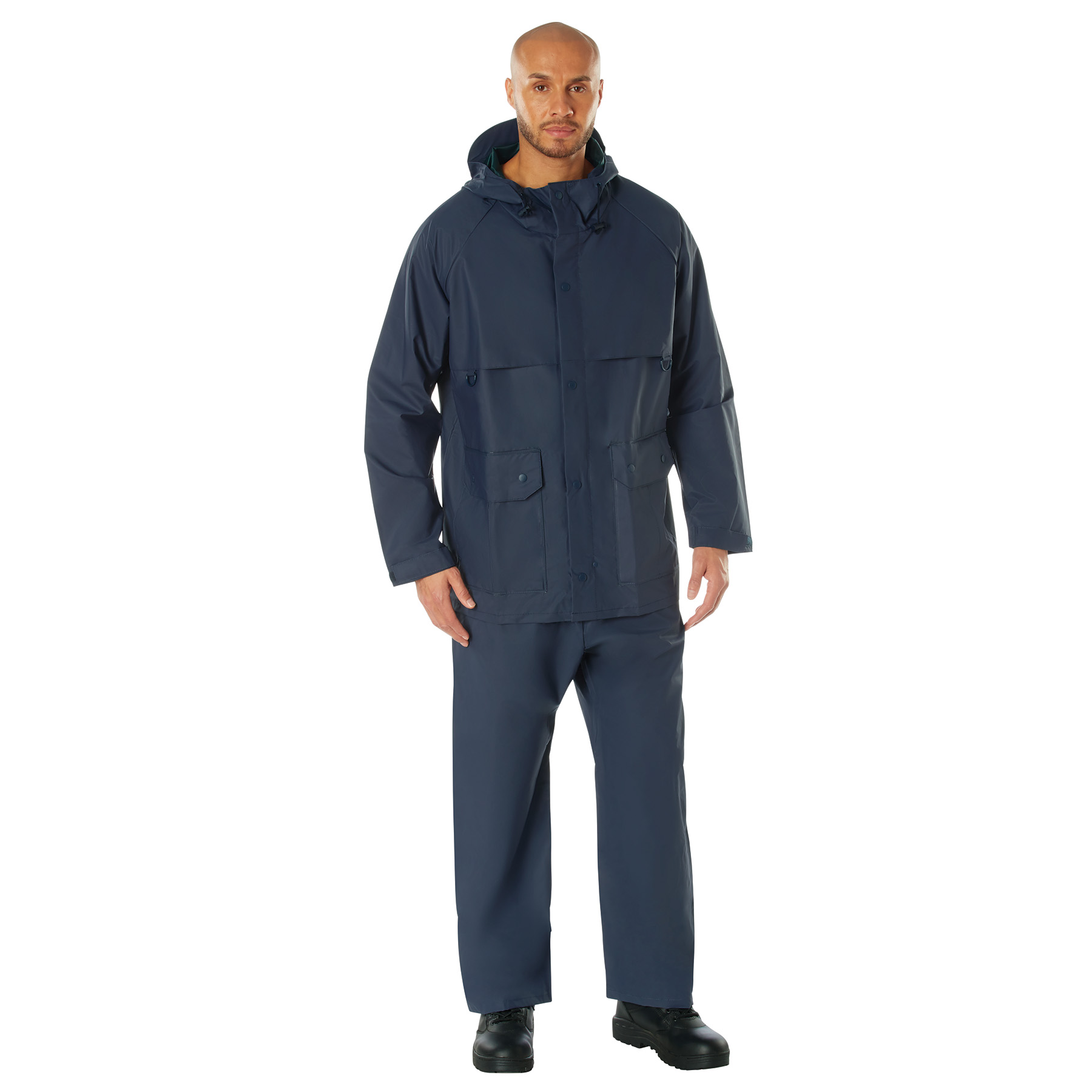 Rothco 2 Piece Microlite Pvc Rainsuit - Navy Blue, Large