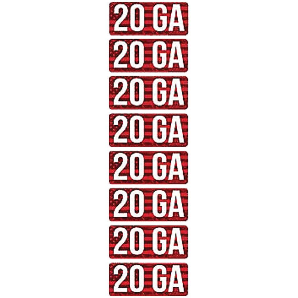 MTM Case Gard 20 Gauge 2.25" L Ammo Caliber Label, Red/White Pack of 8