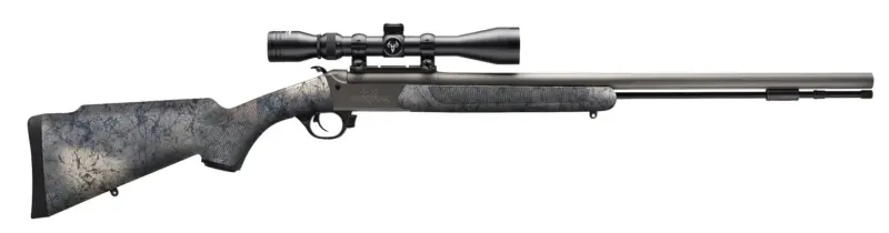 Traditions CR5846604437 NitroBolt w/Scope 50 Cal Firestick 24" Tungsten Cerakote Fluted Threaded Barrel, Tungsten Cerakote Drilled Tapped Steel Receiver, Adj Cheek Piece LOP Desert Web Synthetic S