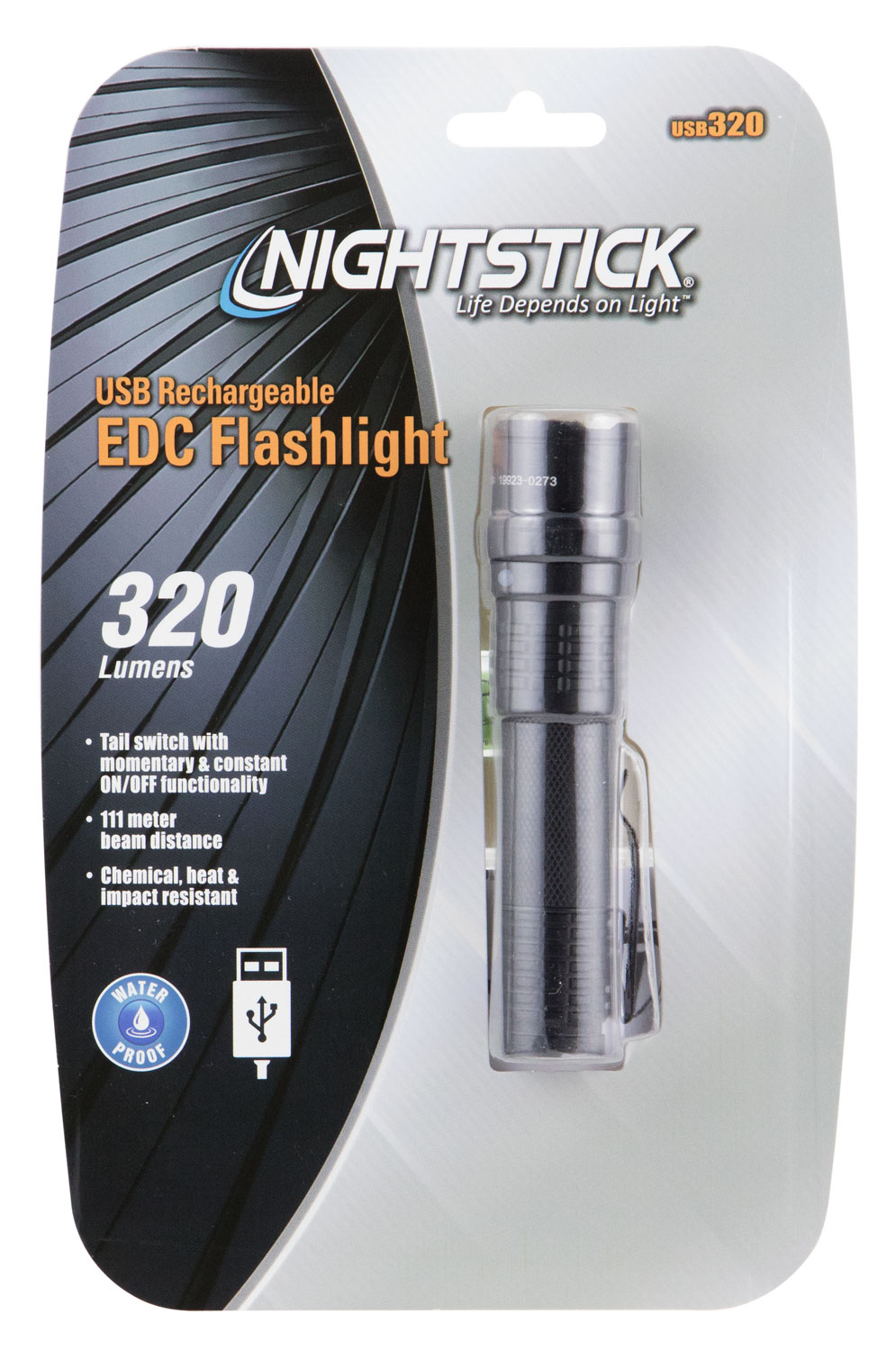 Nightstick EDC 320 Lumen Cree LED Flashlight, Black - USB320