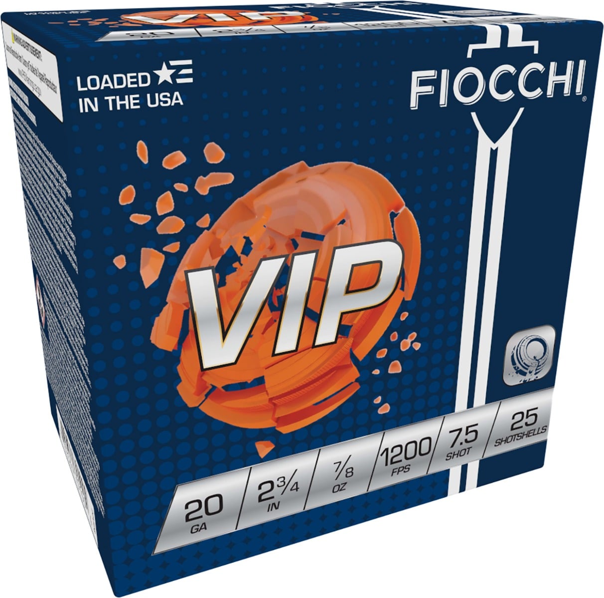 Fiocchi VIP Shotshells 20 ga 2-3/4″ 7/8 oz 1200 fps #7.5 25/ct - No Credit Card Fees - Low, flat rate shipping