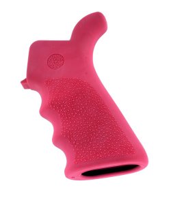 Hogue Overmolded AR-15 Pink Beavertail Pistol Grip with Finger Grooves 15027
