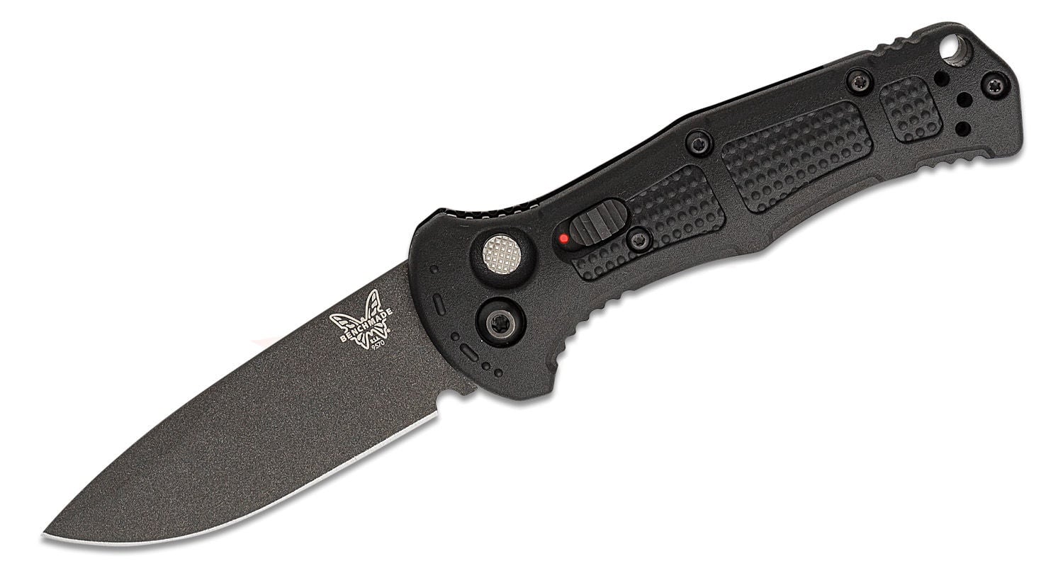 Benchmade Mini Claymore Auto Folding Drop Point Knife, Black - 9570BK