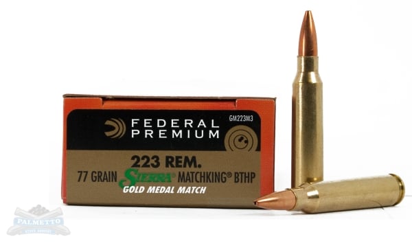 Federal 223 77gr Sierra MatchKing BTHP Gold Medal Match Ammunition 20rds - GM223M3