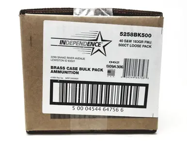 CCI 40 S Ammunition Independence 5258BK500 180 Grain Full Metal Jacket Loose Bulk Pack of 500 Rounds