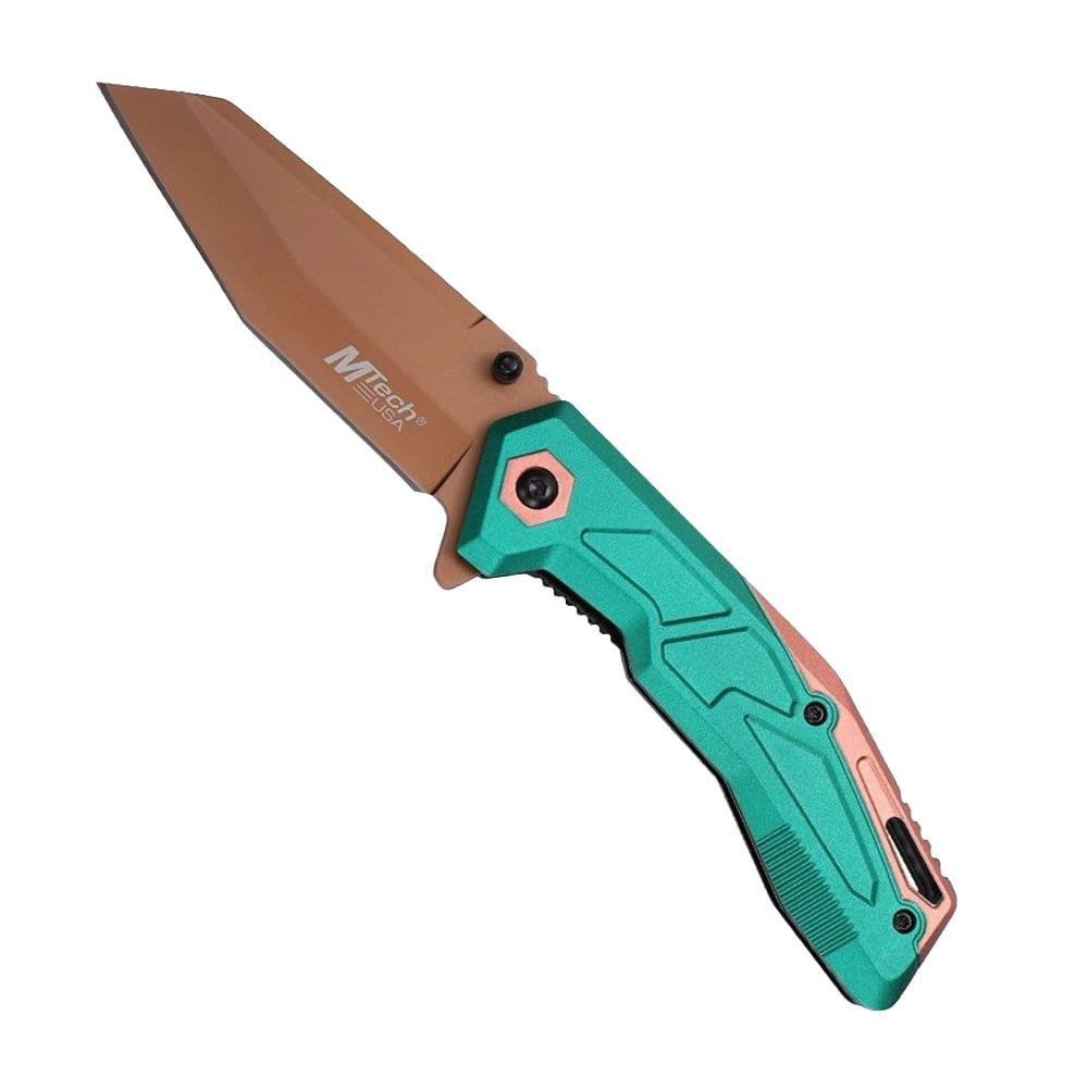 MTech USA A2034 Folding Reverse Tanto Knife, Anodized Green - MT-A2034GN